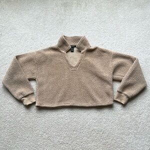 Forever 21 Light Brown Cropped V-Neck Top